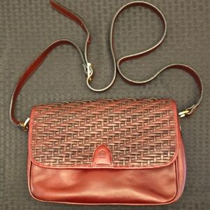 Aigner Burgundy  Woven Leather Crossbody Bag